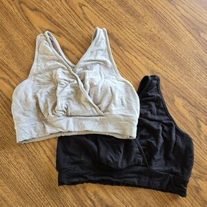 Kindred Bravely French Terry Busty Racerback Nursing & Sleep Bras - Gray & Black